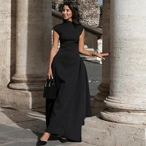 Sleeveless Mock-Neck Maxi Dress