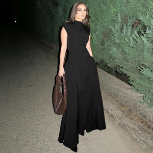 Sleeveless Mock-Neck Maxi Dress
