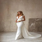 White V-Neck Sleeveless Occasion Gown
