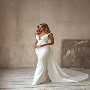 White V-Neck Sleeveless Occasion Gown