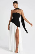 Strapless High-Slit Corset Evening Gown