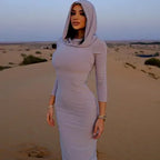 Hooded Bodycon Long Dress