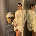 Pleated Cape Mini Dress