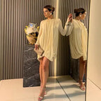 Pleated Cape Mini Dress