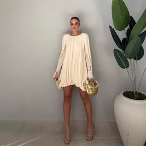 Pleated Cape Mini Dress