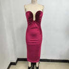 Elegant Burgundy Statement Maxi Dress